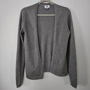 Old Navy Open Front Cardigan Women M Gray Heathered Knit Long Sleeve Sweater